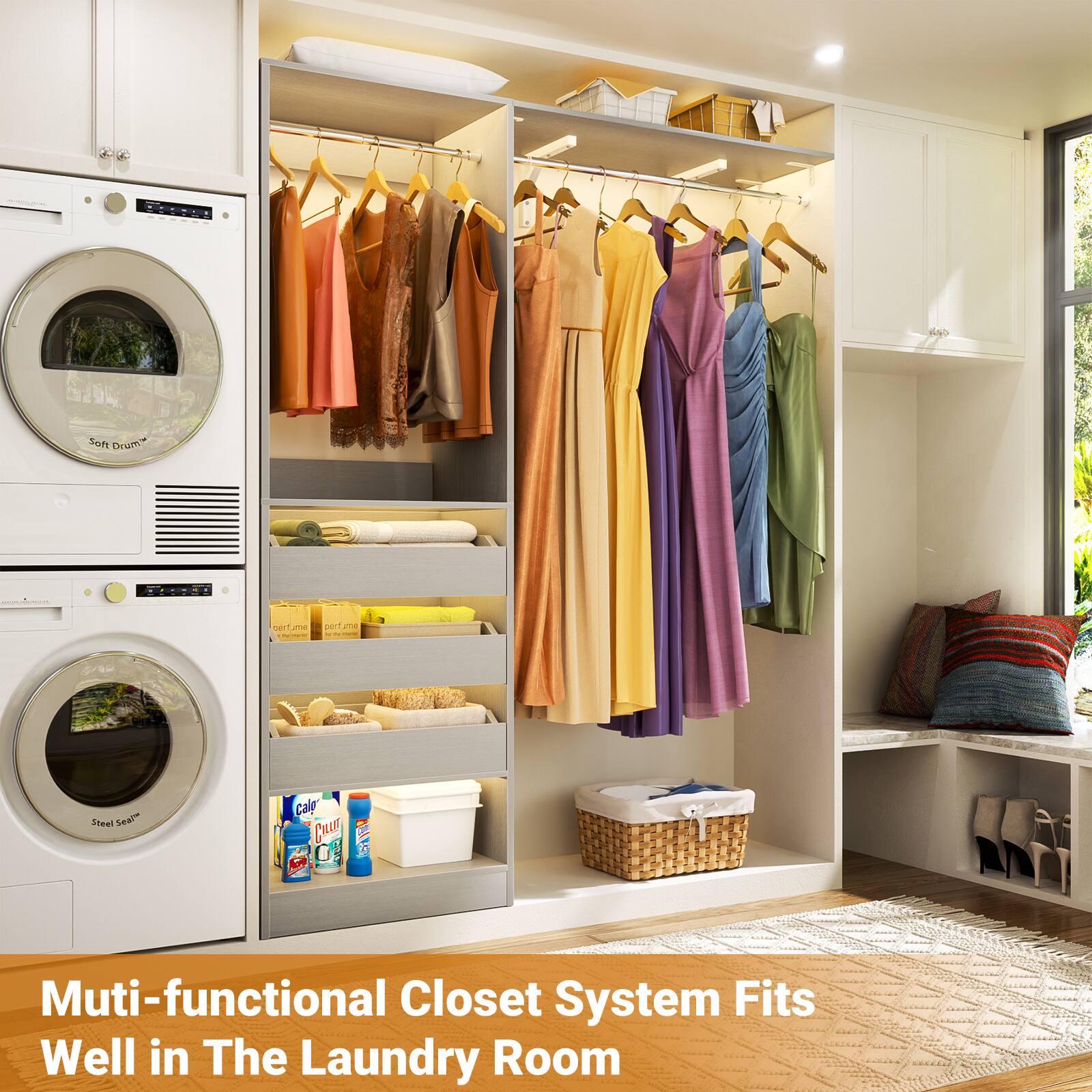 Multi-functional Closet System Fits Well in The Laundry Room