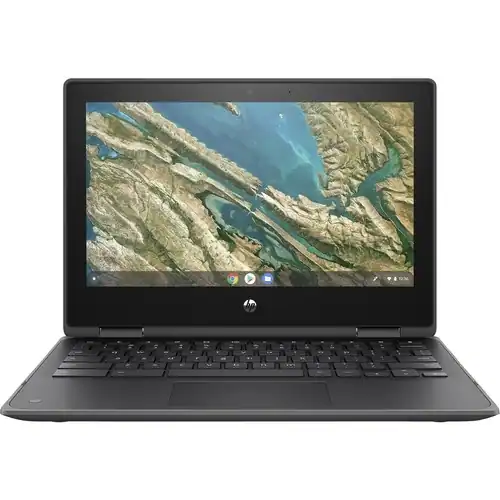 Front. HP - Chromebook x360 11 G3 EE 11.6" Touch 4GB 32GB eMMC Celeron® N4020 1.1GHz, Chalkboard - Gray.