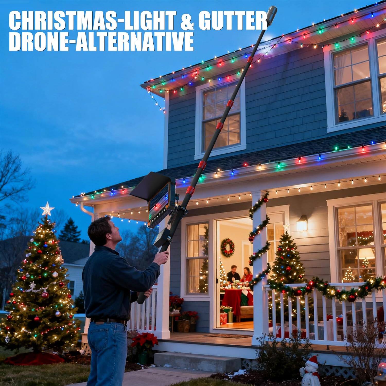 Left. Aukfa - Drain Camera with 360° Rotating Head - 7" HD Borescope, 3M Telescopic Pole, IP68 for Search/Rescue/Car Inspection.