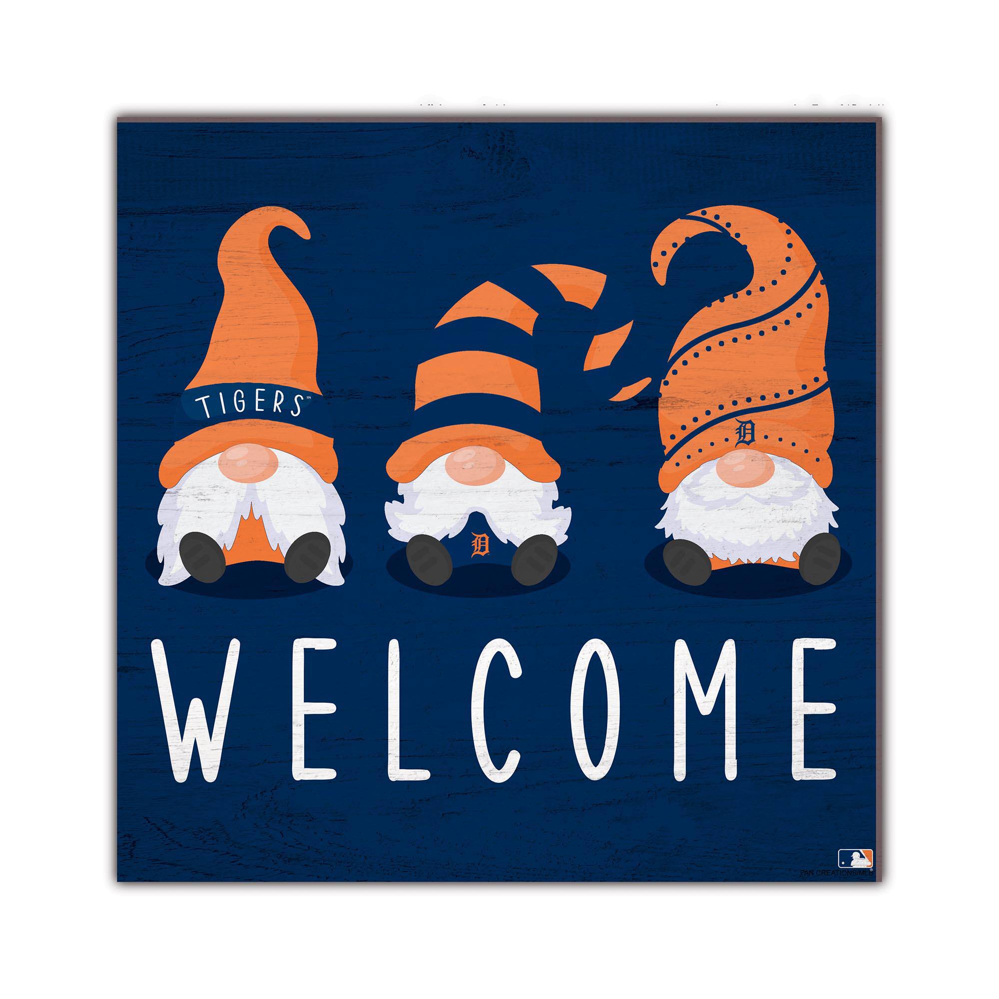 Detroit Tigers 10'' x 10'' Welcome Gnomes Sign