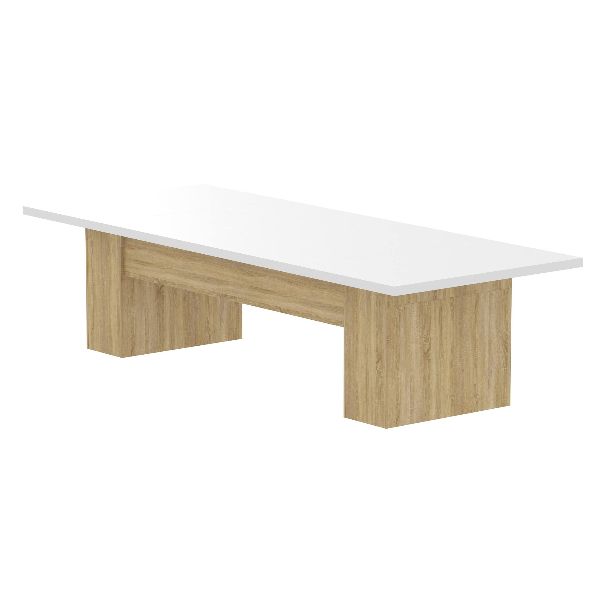 Alt View 10. FUFU & GAGA - Extra Large Dining Table for 8-10 People, Modern Rectangular Table with Sturdy Top, Ideal for Family Gatherings - White & Wooden.