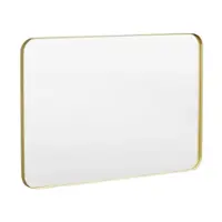 LOVMOR - Tempered Glass Rounded Rectangle Framed Wall-Mounted Bathroom Vanity Mirror - 48" x 32" - Gold - Angle_Zoom