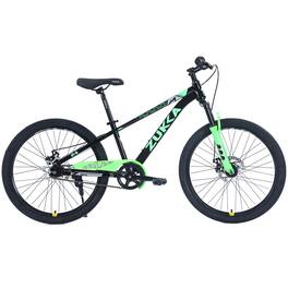 HTUTWOO - 24" Mountain Bike for Age 9-12 Years - MTB with Suspension Fork, Double Disc Brakes, All-Terrain Tires,Adjustable Saddle - Green