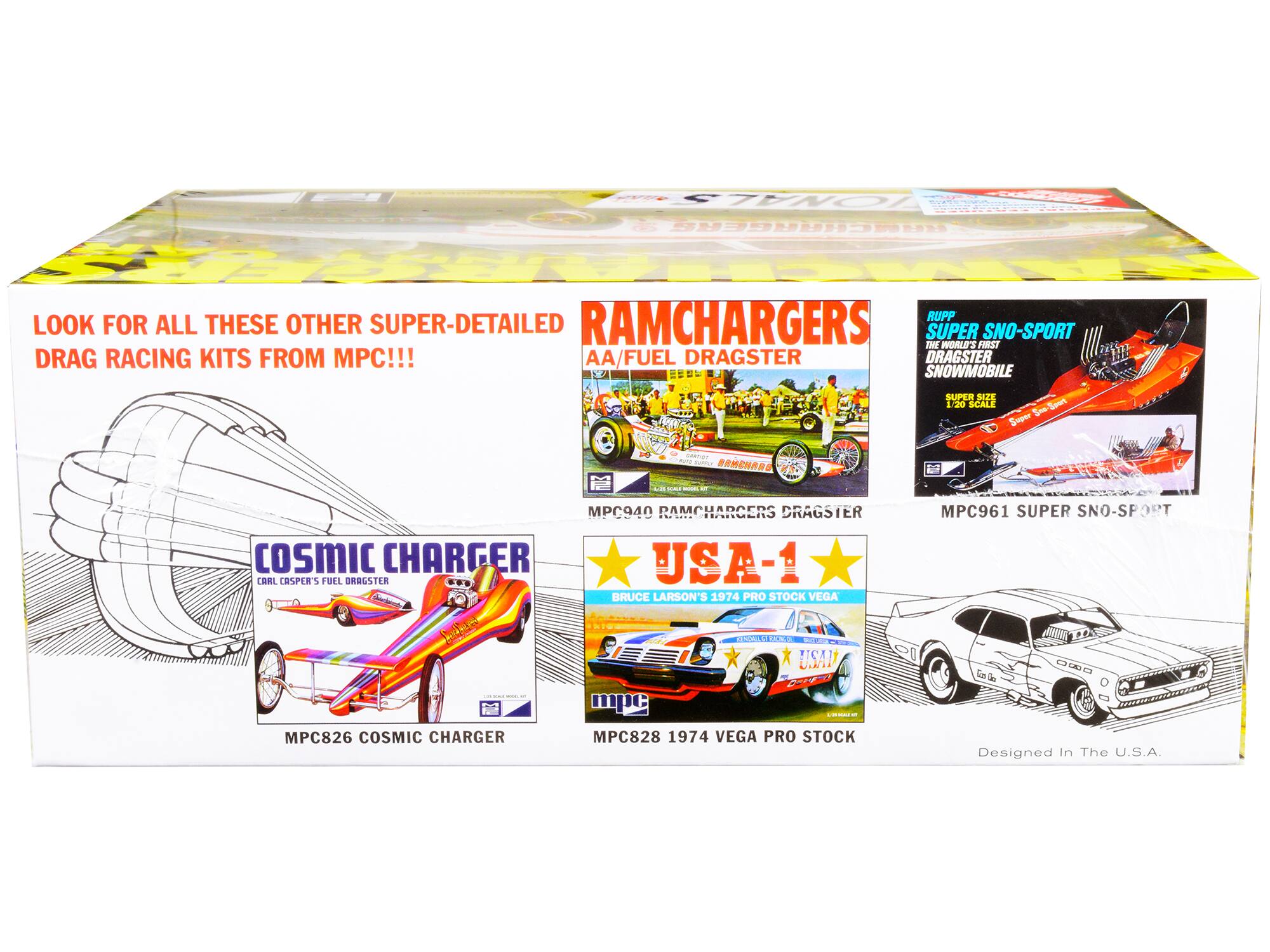 ONA RUPP LOOK FOR ALL THESE OTHER SUPER-DETAILED DRAG RACING KITS FROM MPC!!! AA/FUEL DRAGSTER SNOWMOBILE SUPER SIZE 1/20 SCALE o-Span S Super 18 Ame Ca BRMCHARO -0 -- - - MPC940 RAMCHARCERS DRAGSTER CosmIc CHARGER USA-1 CORL LESPERS FUEL DROGSTER FF. BRUCE LARSON'S 1974 PRO STOCK VEGA MPC961 SUPER SNO-SPORT T I MPC826 COSMIC CHARGER CA T ICA1 UiA EN mpc MPC828 1974 VEGA PRO STOCK Designed In The U.S.A.