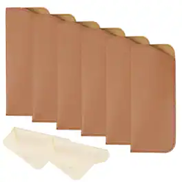 Unique Bargains - 6pcs Leather Eyeglass Case 3x6.9" Sleeve Pouch with 2 Cleaning Cloths for Eyewear - Apricot