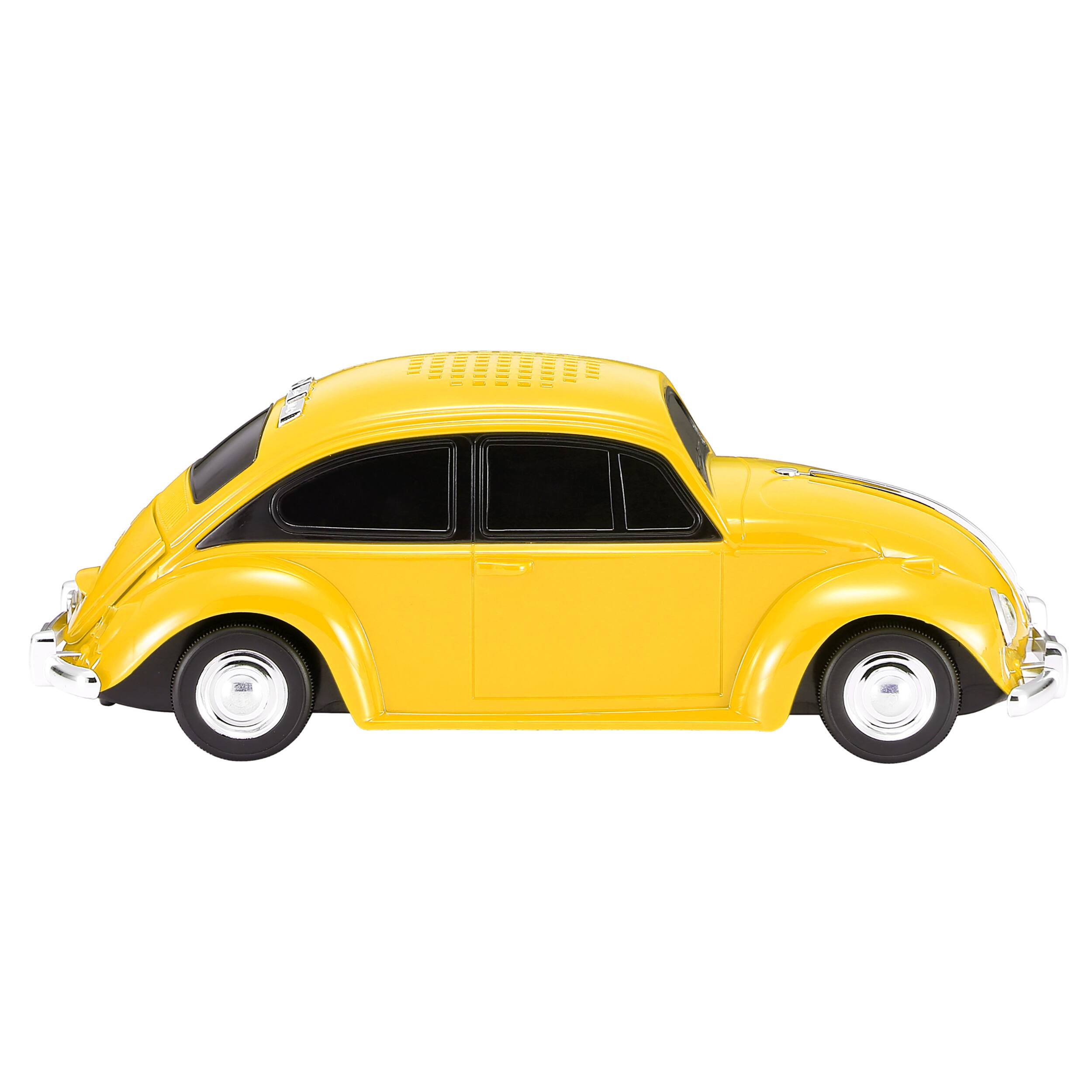 Alt View 13. QFX - Retro Car Portable Bluetooth Speaker with Bass Radiator and LED Lights - Yellow.