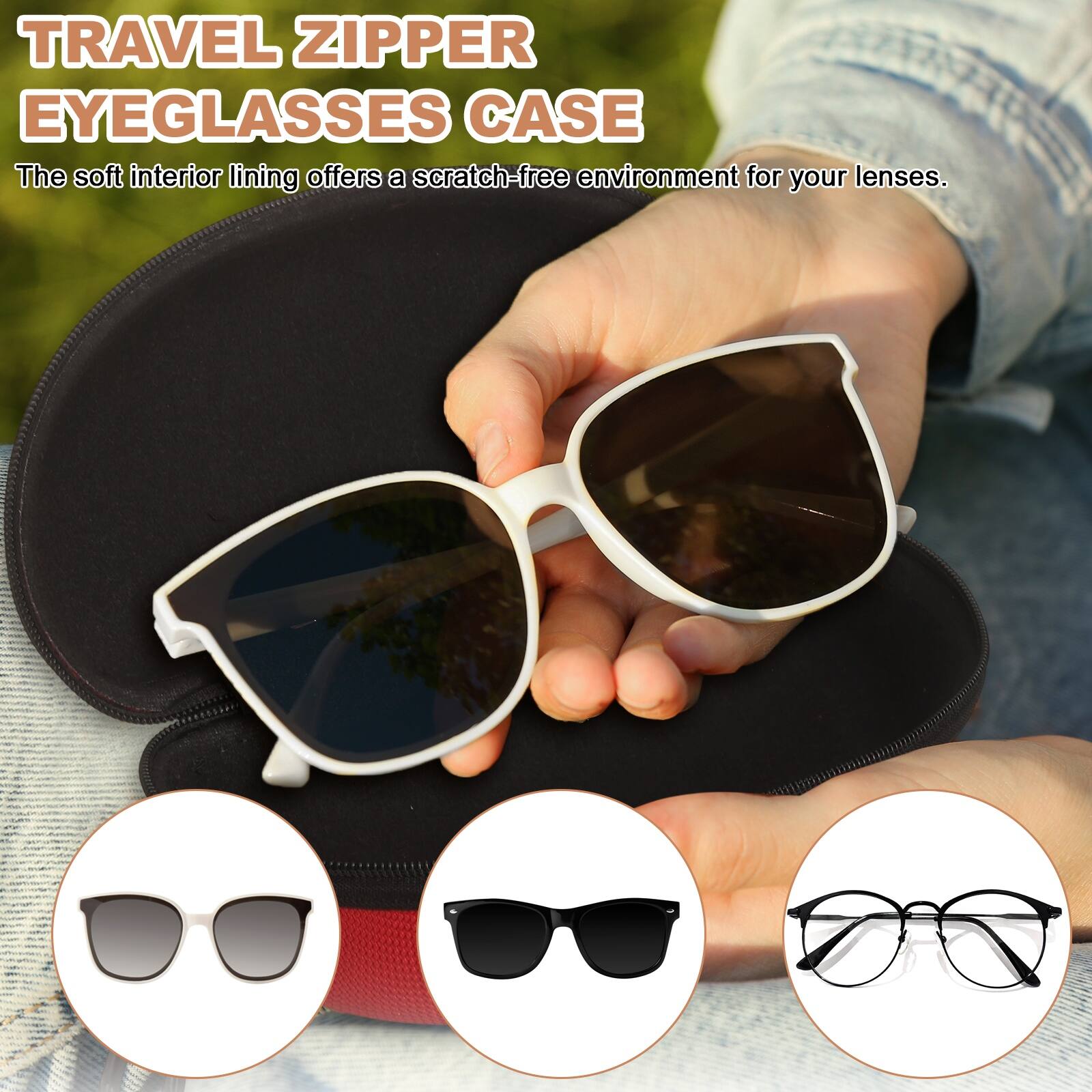 TRAVEL ZIPPER EYEGLASSES CASE

The soft interior lining offers a scratch-free environment for your lenses.