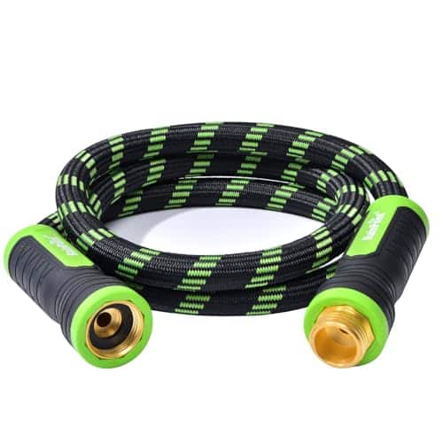 Fabibe - Metal Garden Hose No-kink 304 Steel Water Mode Nozzle Brass Connection Swivel Handle Flexible Lightweight Puncture Ki - 5ft Male to Female