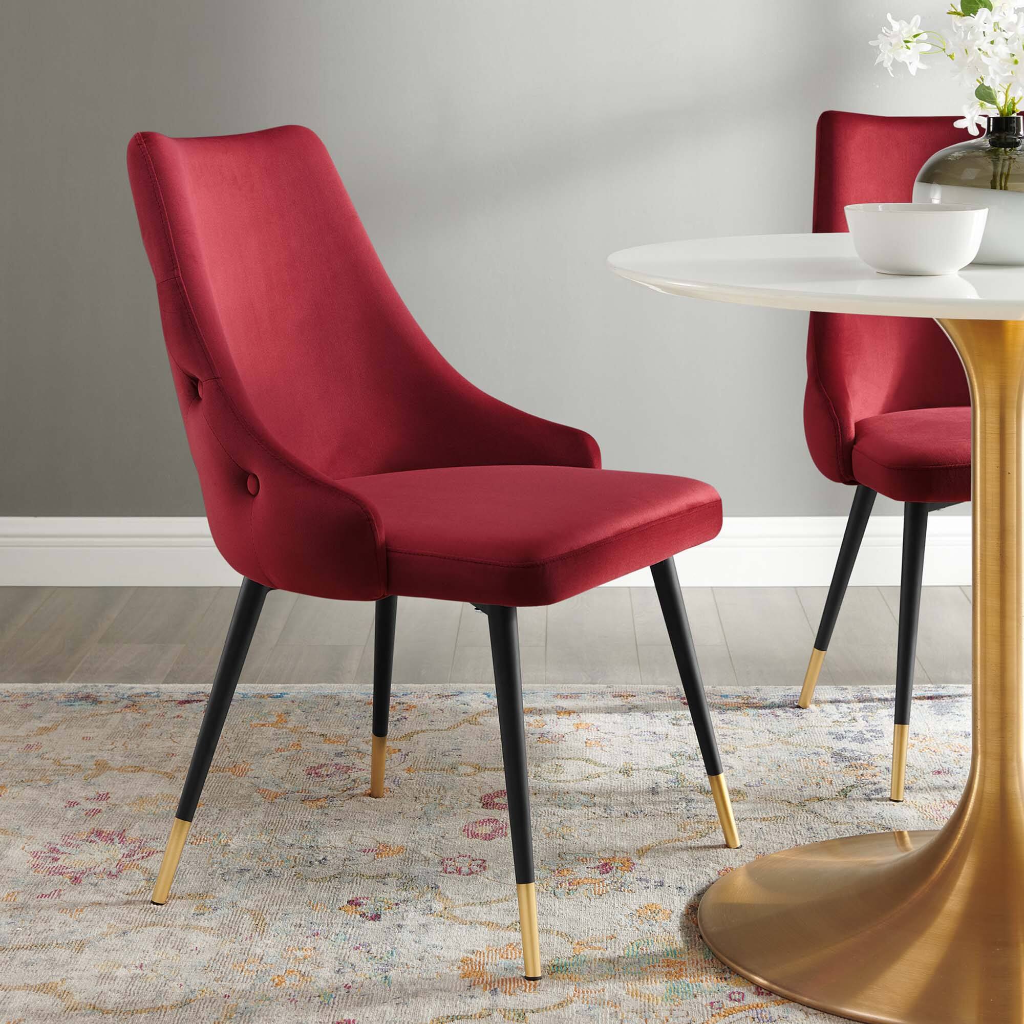 Adorn Tufted Performance Velvet Dining Side Chair by Modway - Maroon