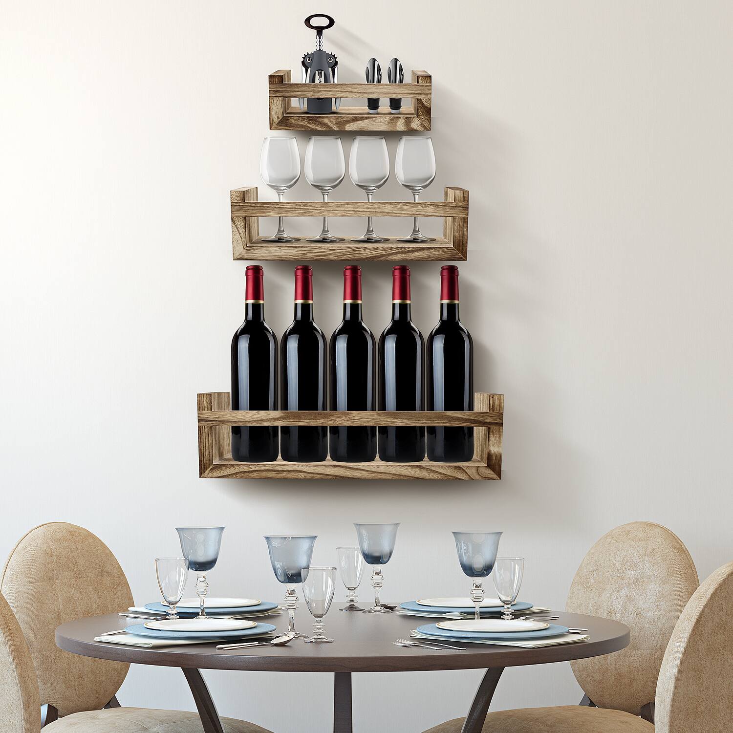 Alt View 2. Sorbus - Sorbus Floating Shelves - Rustic Floating Book Shelves Wall Mount Wooden Hanging Ledge Storage - Mahogany.