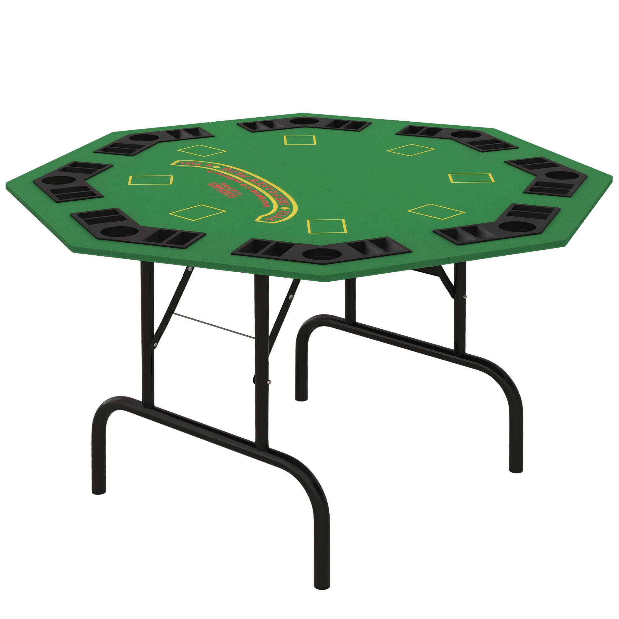 Soozier - Poker Table Foldable 47" Octagon Casino Table Blackjack Texas Holdem Poker Table for 8 Players - Green