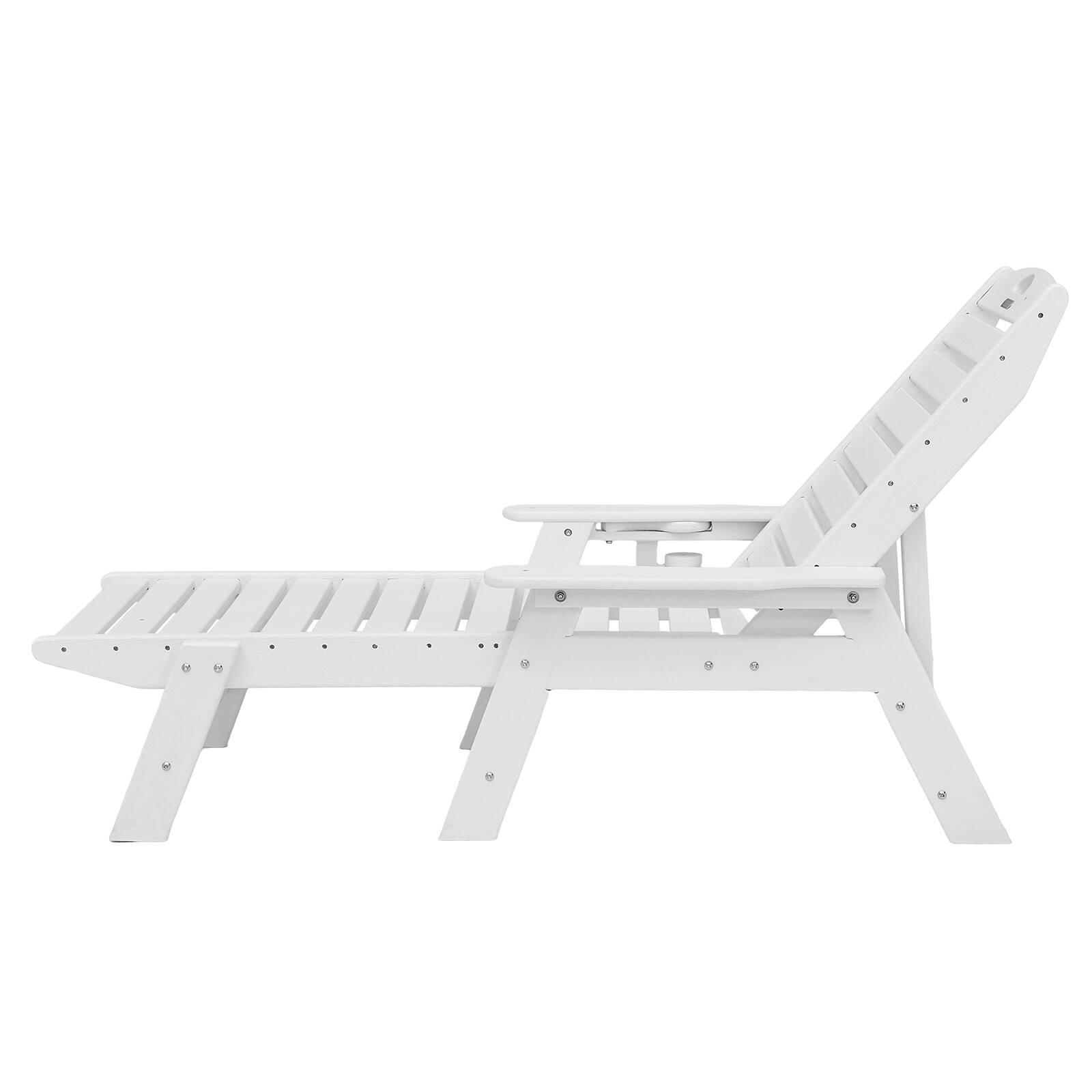 Alt View 5. VEVOR - Chaise Lounge Chair, 400 lbs Weight Capacity, 6 Positions Adjustable Patio Lounge Chair, Outdoor HDPE Lounge Chair - White.