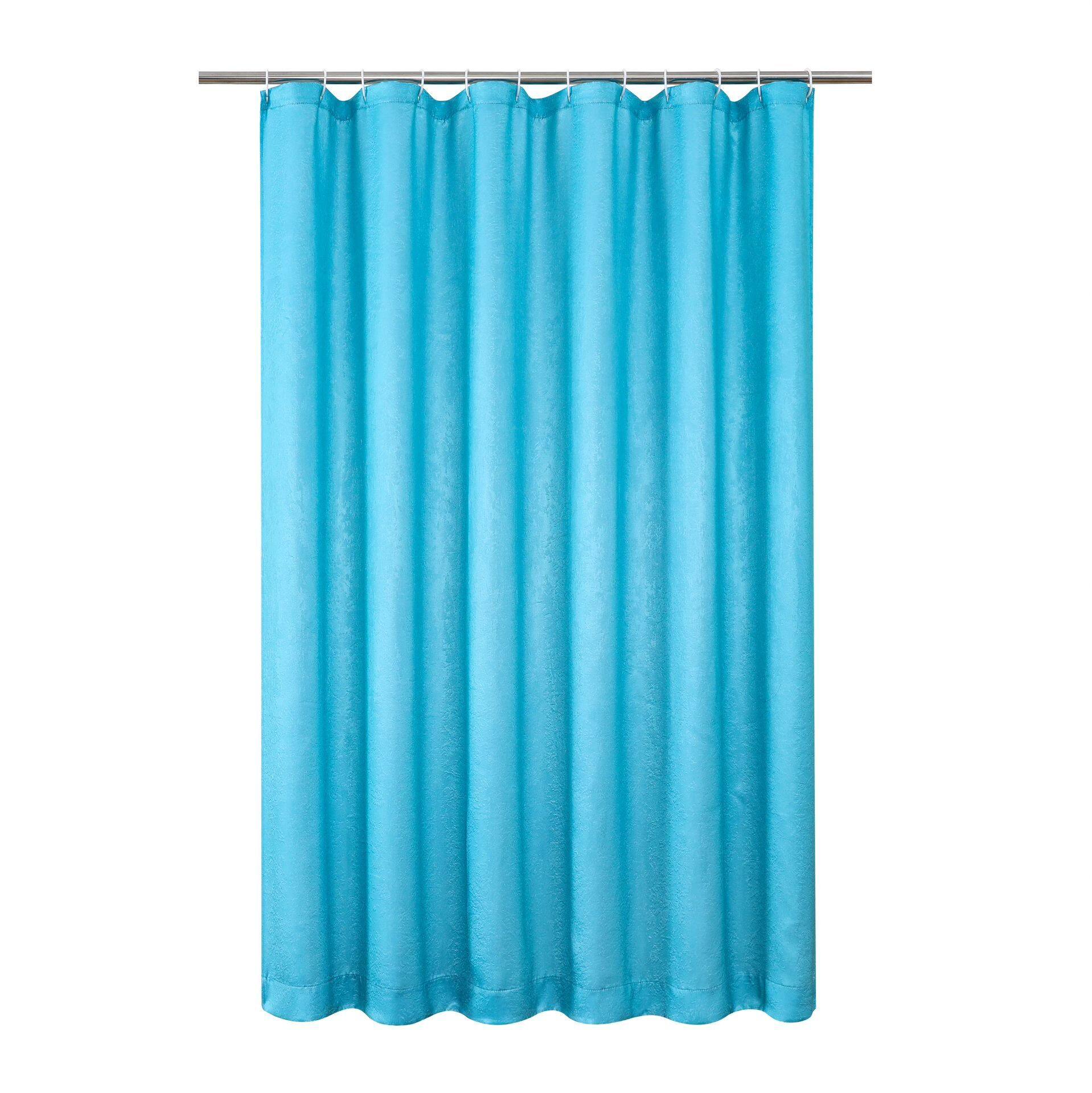 Left. Kate Aurora - Kate Aurora Serena Elegant Jacquard Woven Fabric Shower Curtain - Standard Size - Turquoise - Turquoise.