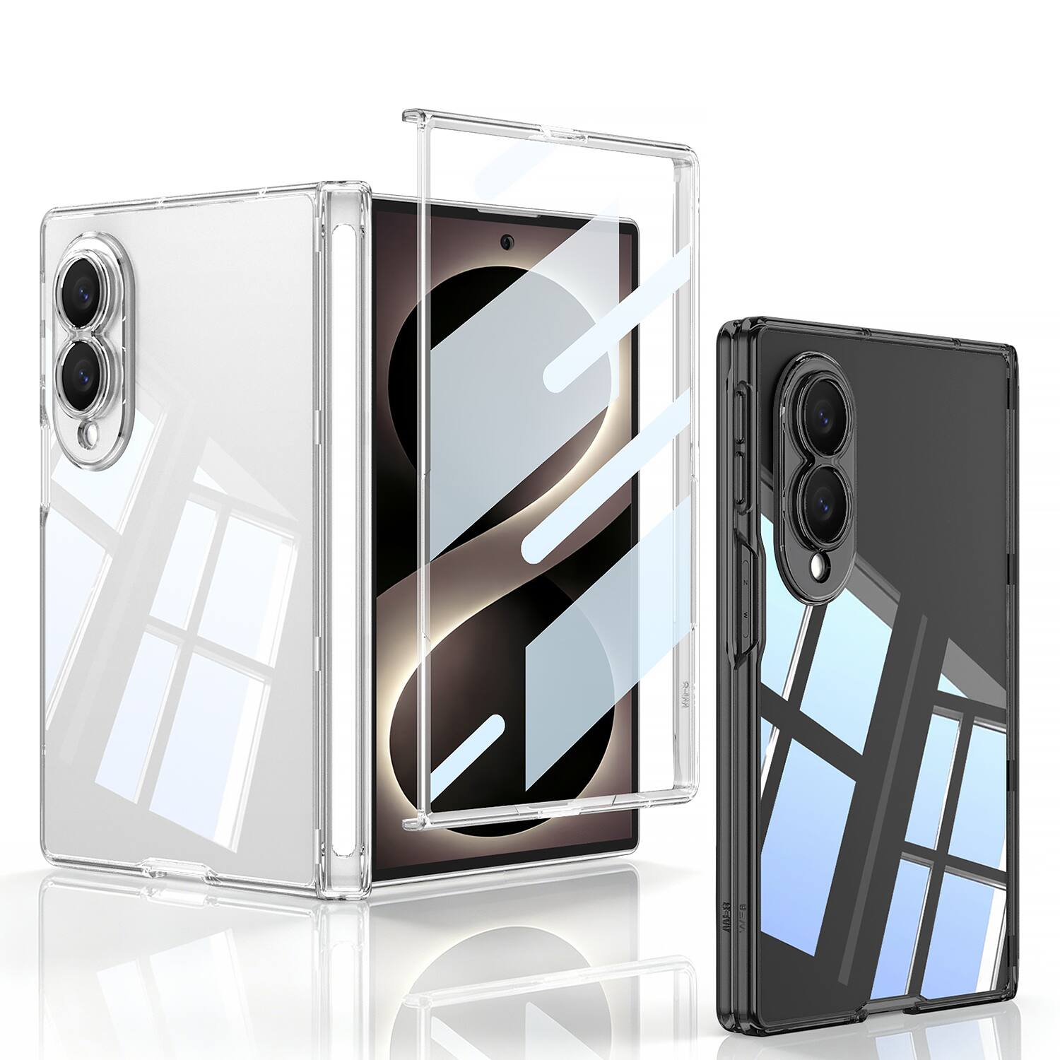 Angle. Dteck - Hinge Protection Case for Samsung Galaxy Z Fold8 with Built-in Screen Protector,Slim Shock-Absorbent Rugged Clear Cover - Clear.