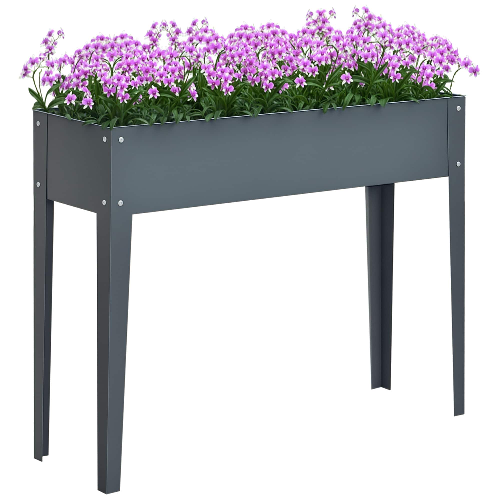 Outsunny - Raised Garden Bed, Elevated Planter Box with Legs and Drain Holes, 39" x 12" x 32" - Gray