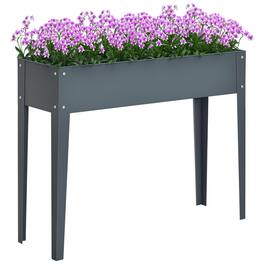 Outsunny - Raised Garden Bed, Elevated Planter Box with Legs and Drain Holes, 39" x 12" x 32" - Gray