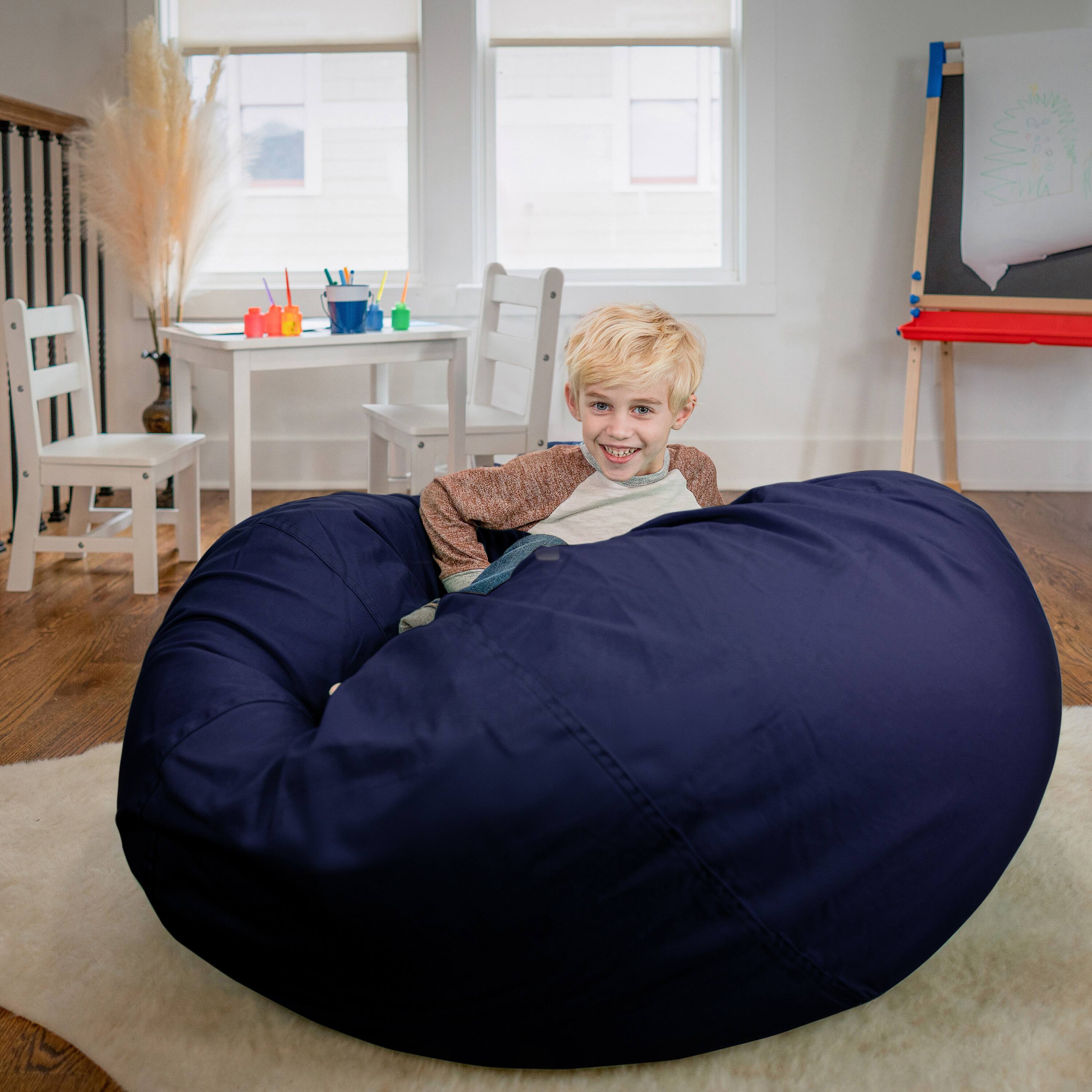 Alt View 3. Emma + Oliver - Oversized Bean Bag Chair for Kids and Adults - Navy Blue.