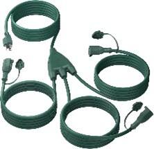 Front. BN-LINK - BN-LINK Outdoor Extension Cord 1-to-3 Splitter, 13 ft Each (25 ft Total), Multi-Outlet, 16/3 SJTW, Weatherproof, ETL - Green.