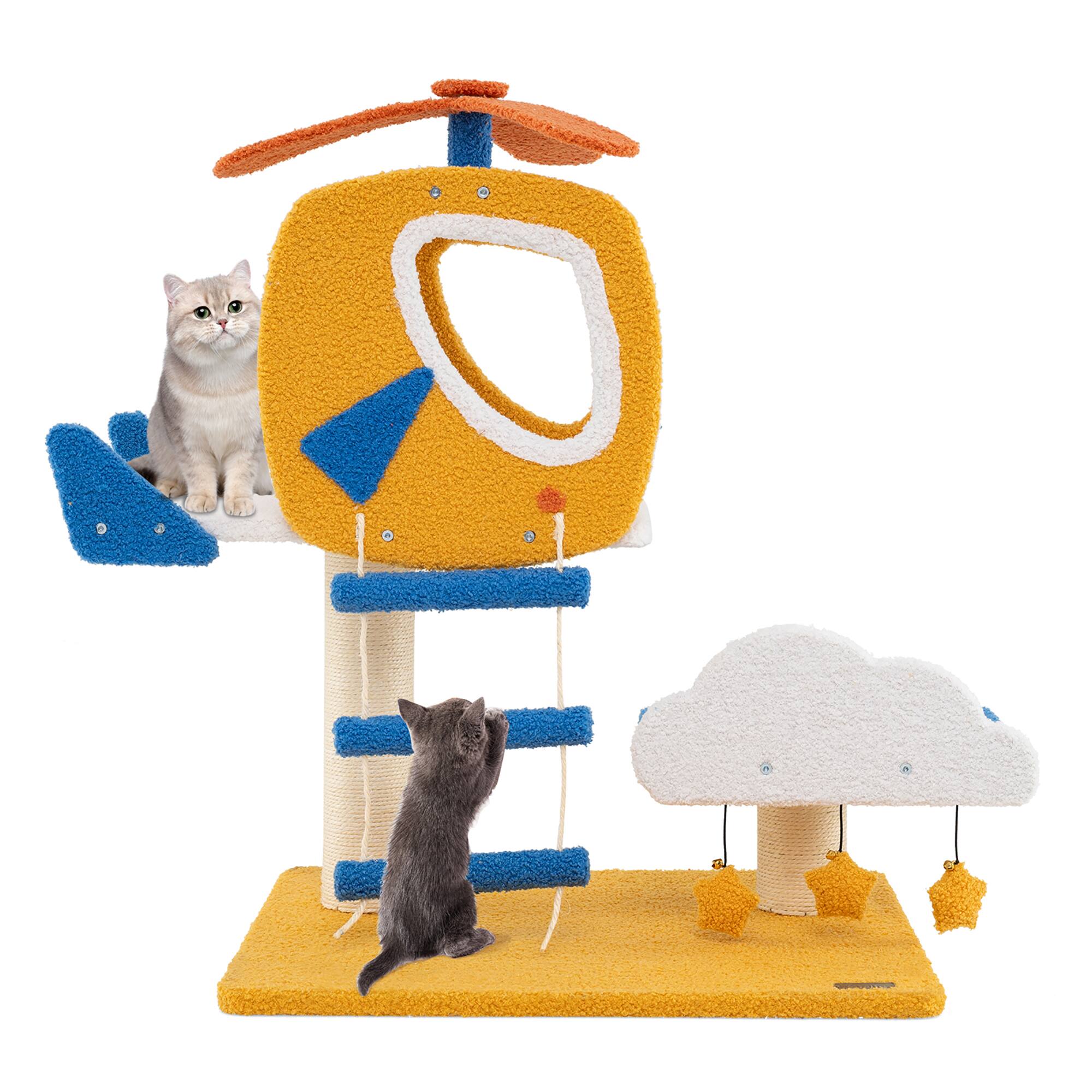Alt View 9. Gymax - Gymax Aviation-themed Cat Tree for Indoor Cats w/ Helicopter Top Perch Scratching Post - GYM15339.