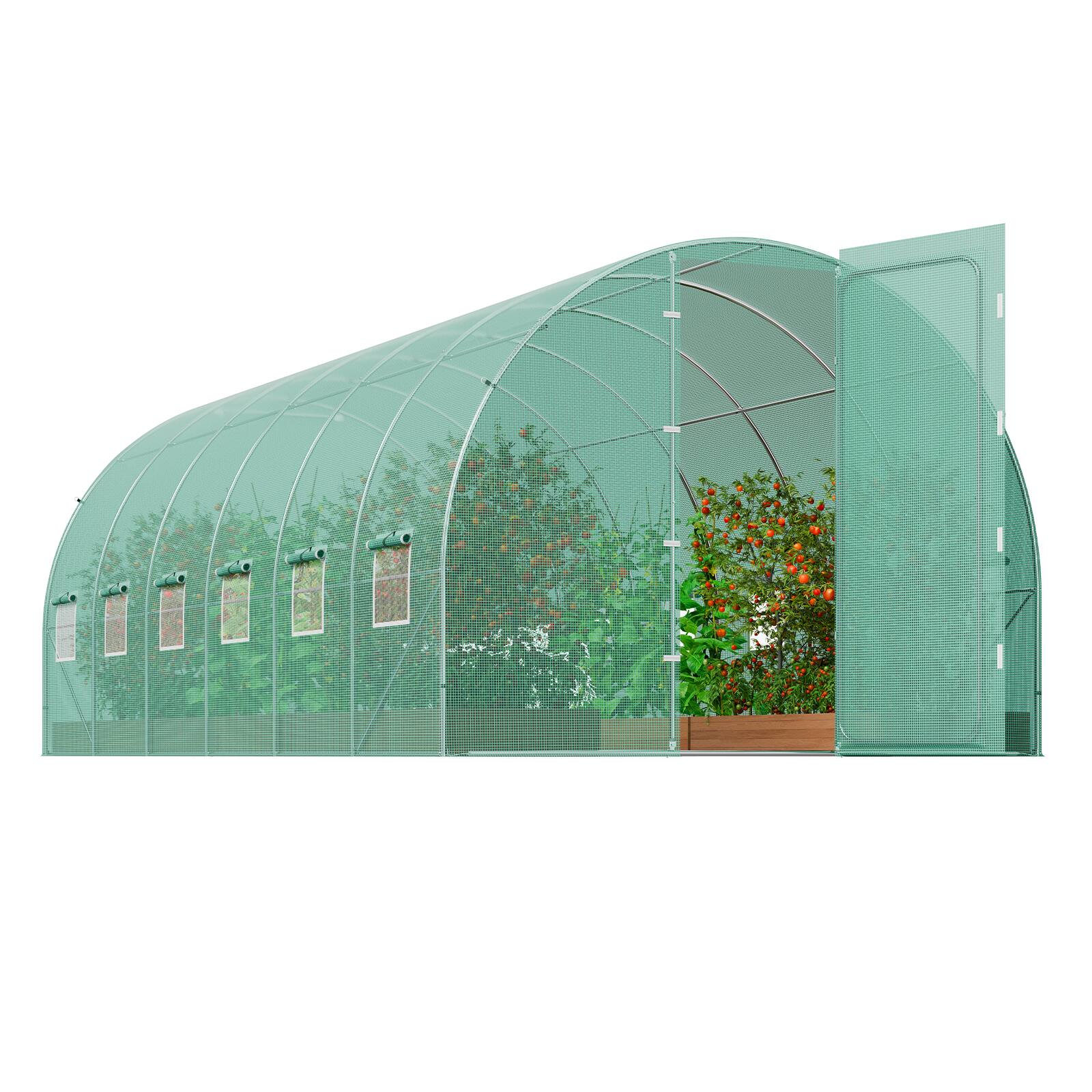 Alt View 5. VEVOR - Walk-in Tunnel Greenhouse, 19.4x9.7x7.4 ft Hoop House Greenhouse Tunnel, Plant Hot House with Galvanized Steel Frame - Green.
