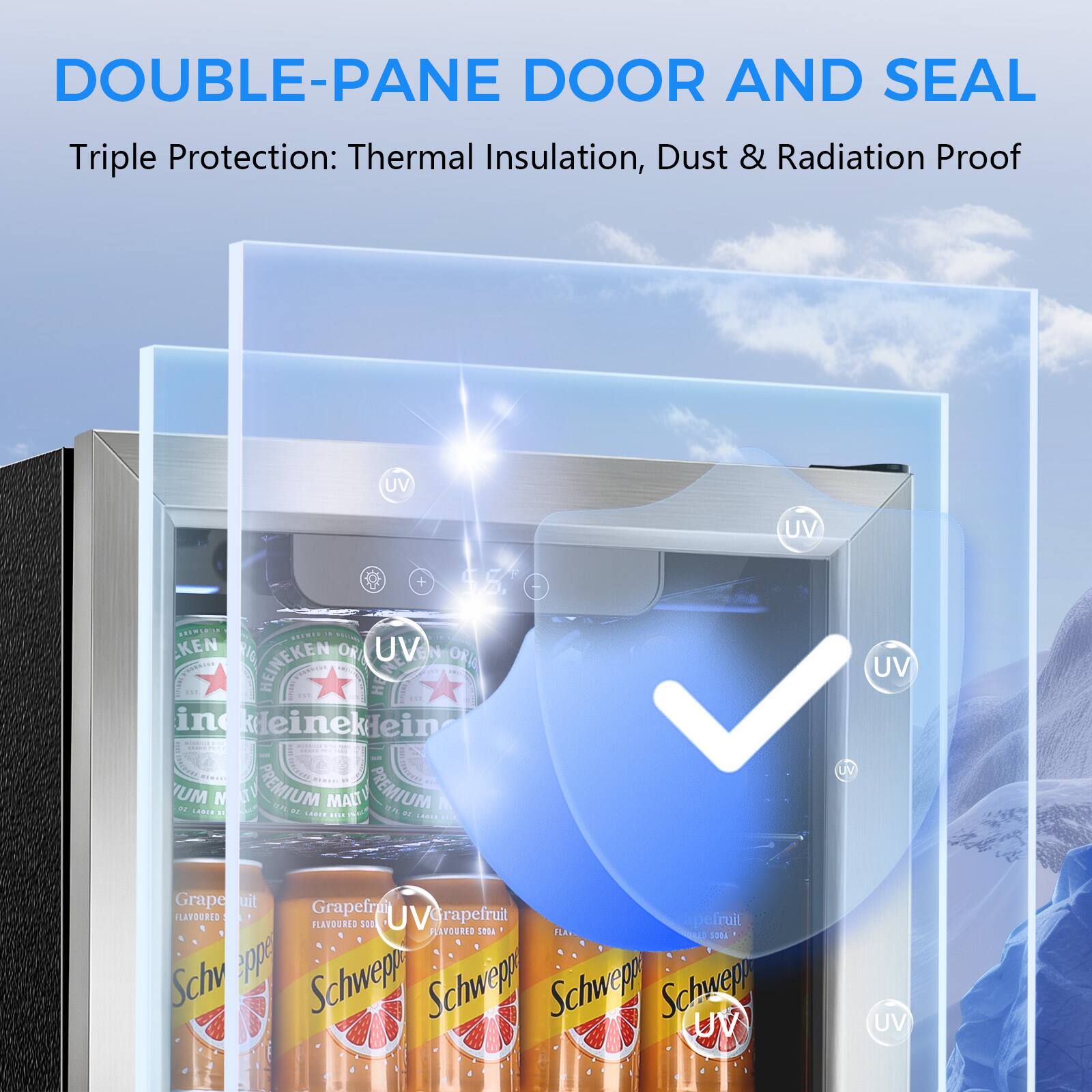 Electactic 16.93 in. Single zone 68 Cans Beverage Cooler Freestanding ...