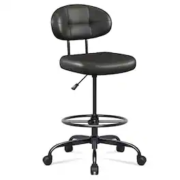 Dazzed Corner - Drafting Chair Without Arms, Adjustable Height Office Chair with Footrest Ring - Black