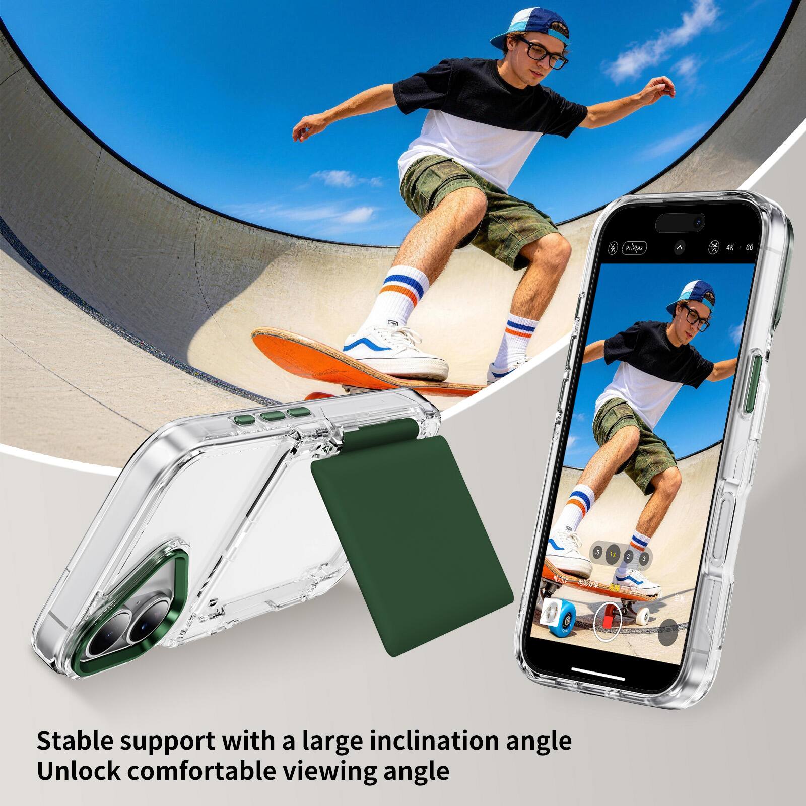 Stable support with a large inclination angle  
Unlock comfortable viewing angle