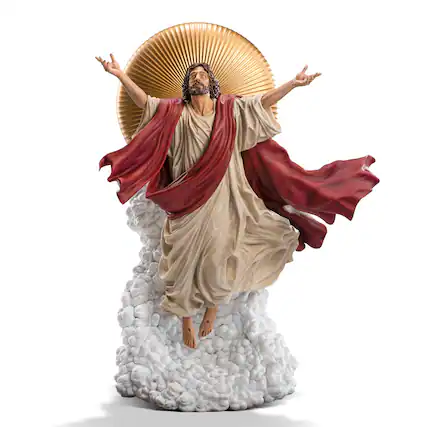 Front. Toynk - Ascension of Jesus Christ 27-Inch Premium Statue | 1:4 Scale Red Robe Edition - Red.