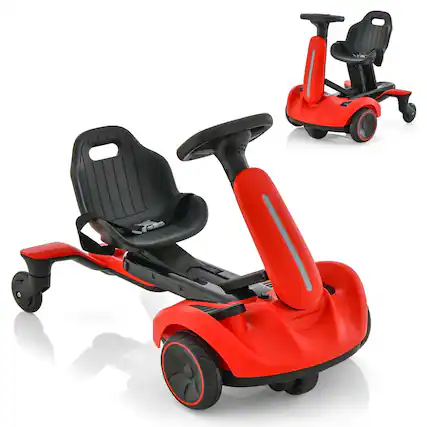 Front. Costway - Costway 6V Kids Ride On Drift Car Electric Drifting Go Kart for Kids with 360° Spin - Red.