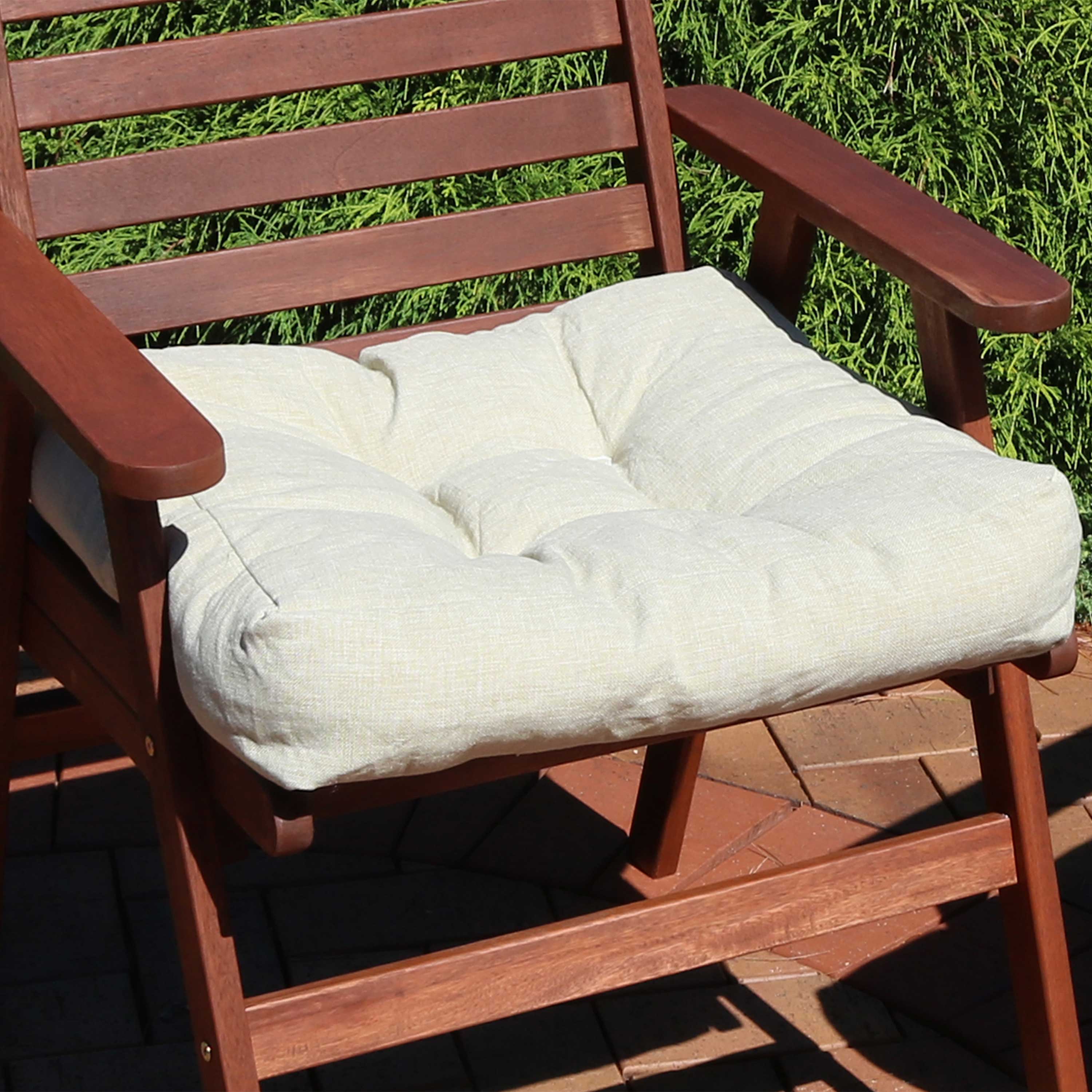 Alt View 4. Sunnydaze - Outdoor Square Olefin Tufted Seat Cushions - Set of 2 - Beige.