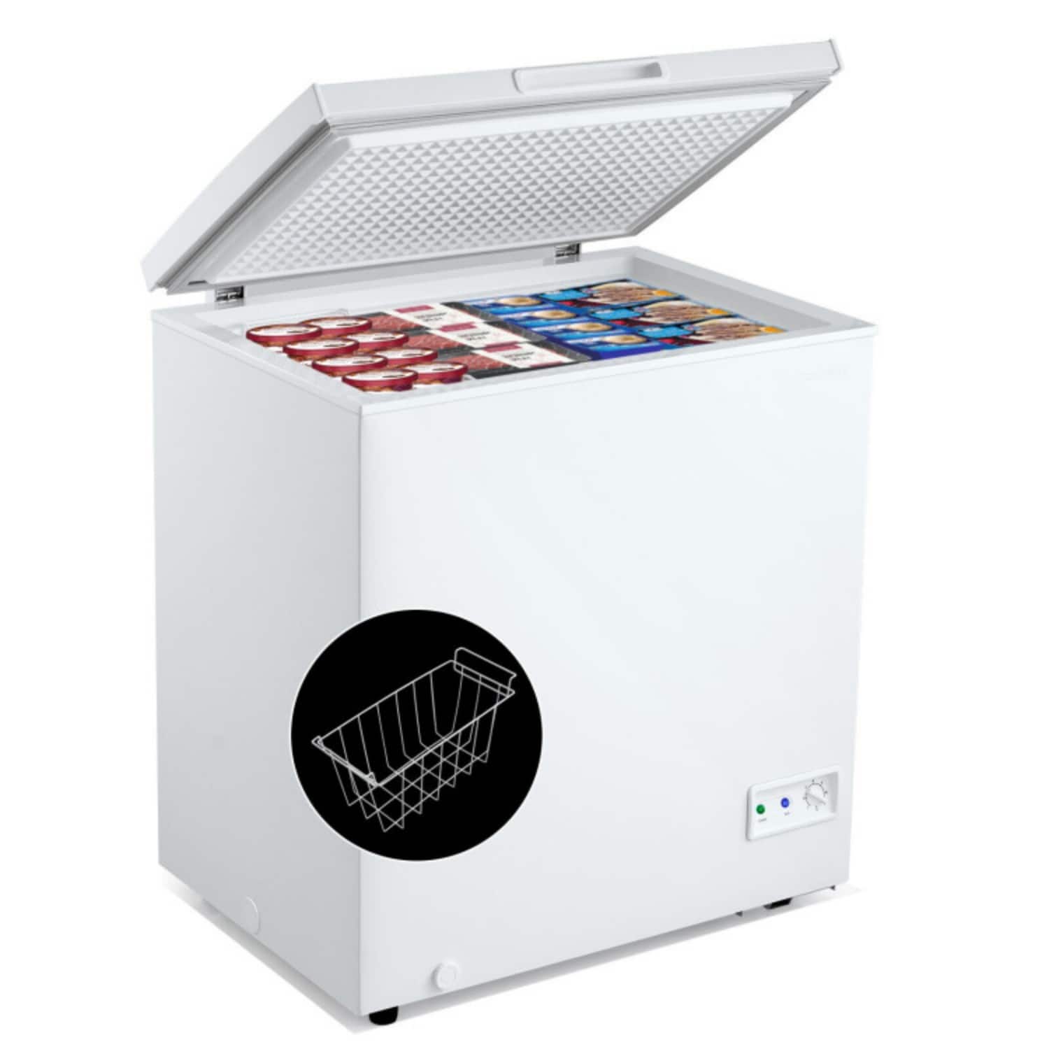 LUCKY ONE - 5 Cu.ft Compact Chest Freezer with Removable Basket - Energy Saving Low Noise for Home - White