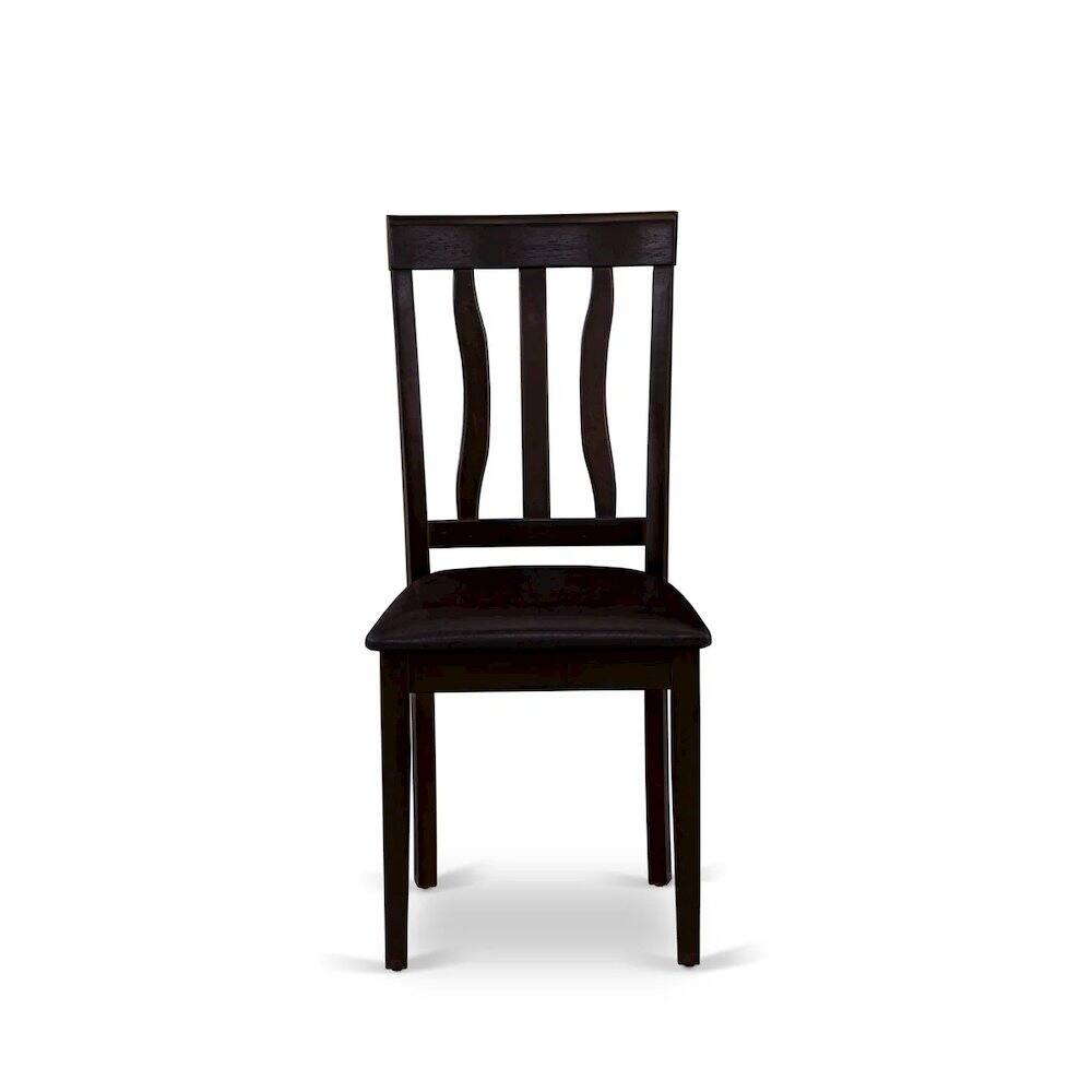 Back. East West Furniture - Antique Dining Chairs - Faux Leather Upholstered Wooden Chairs - Cappuccino.
