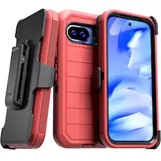 Front. RomeTech - Defender Case for Google Pixel 9a - Red / Black - Red / Black.