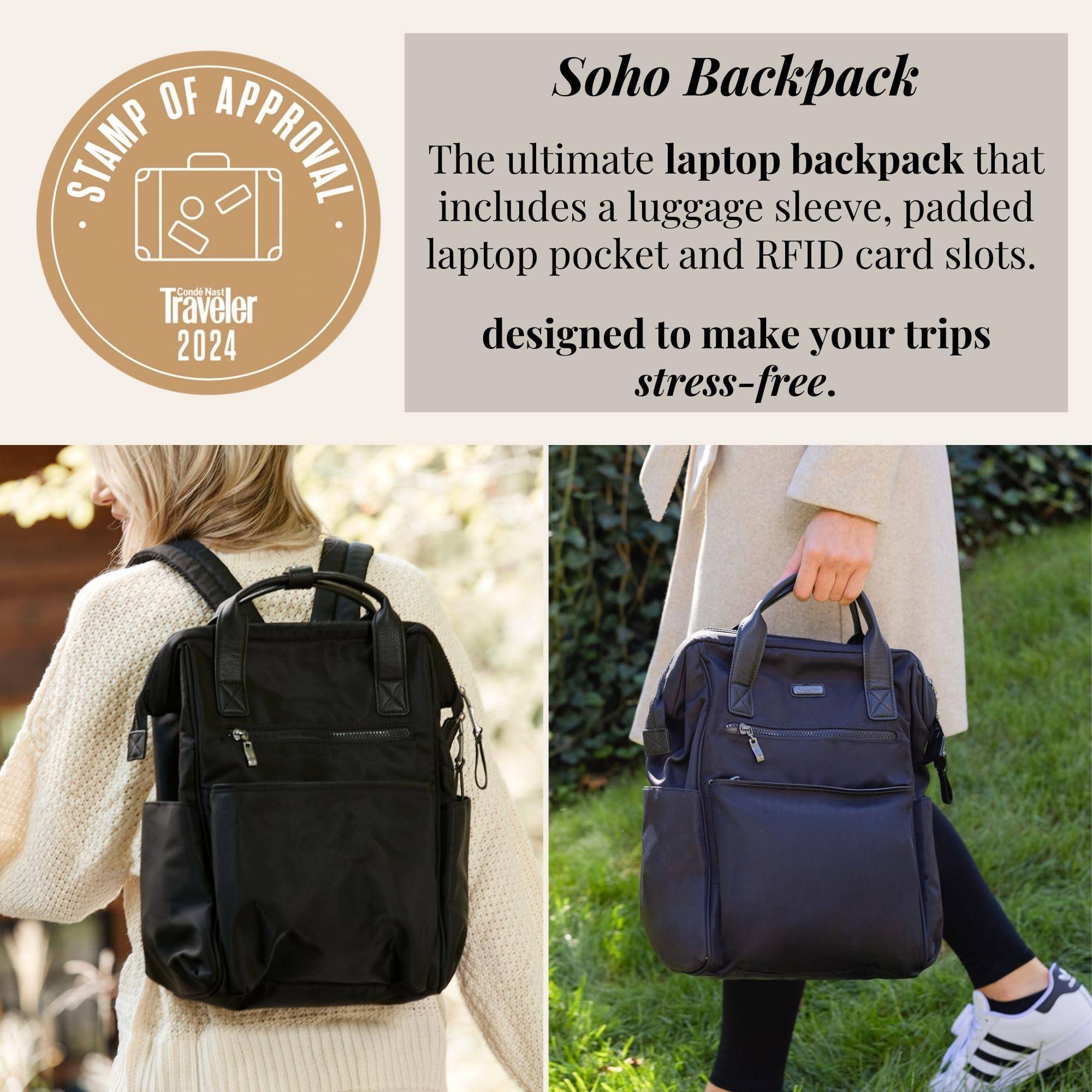Left. Pacoar Cade - Soho Backpack - Travel Laptop For Women Lightweight Water-resistant Luggage Bag  Black - Smoke/Faux Python-One Size.