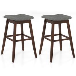 Gymax - Set of 2 Swivel Bar Stools 30'' Bar Chairs w/ Padded Contoured Seat & Footrest - Gray, Brown