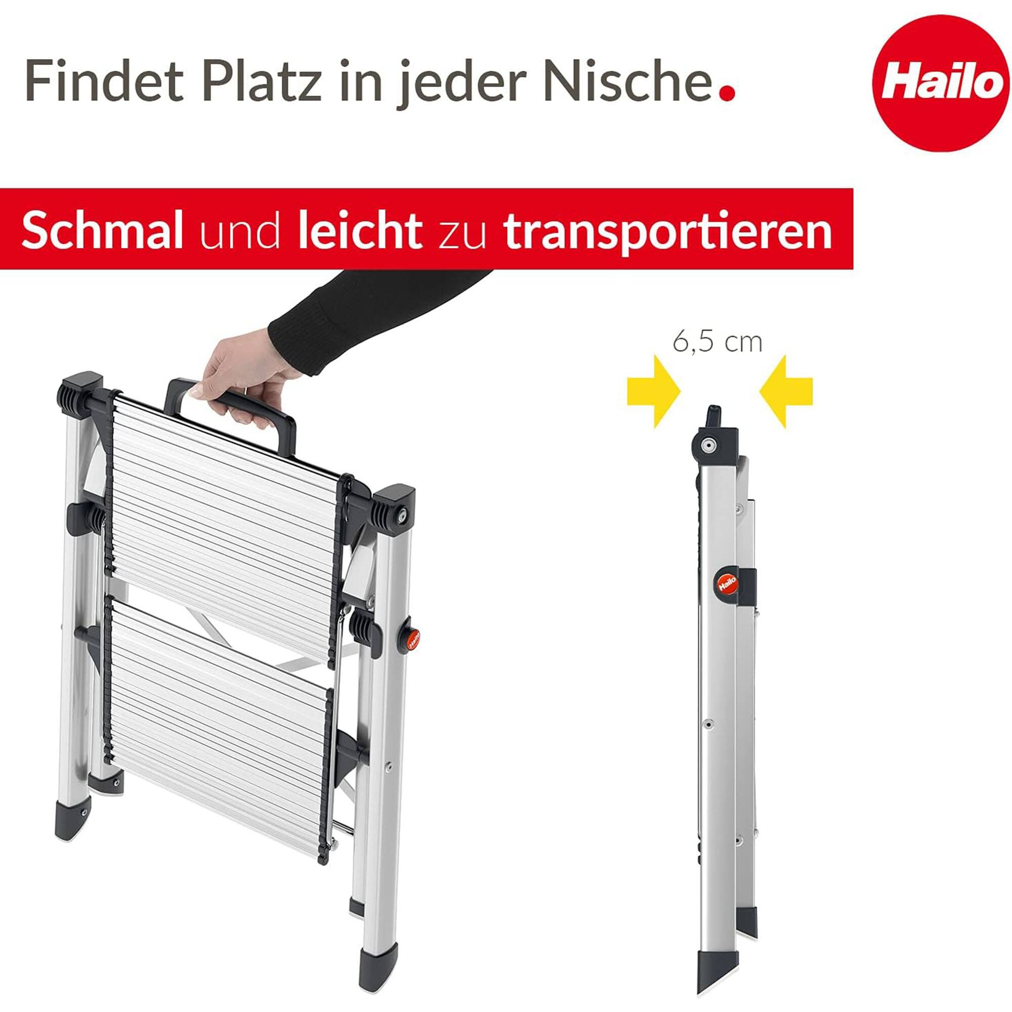 Findet Platz in jeder Nische.  
Schmal und leicht zu transportieren  
6,5 cm