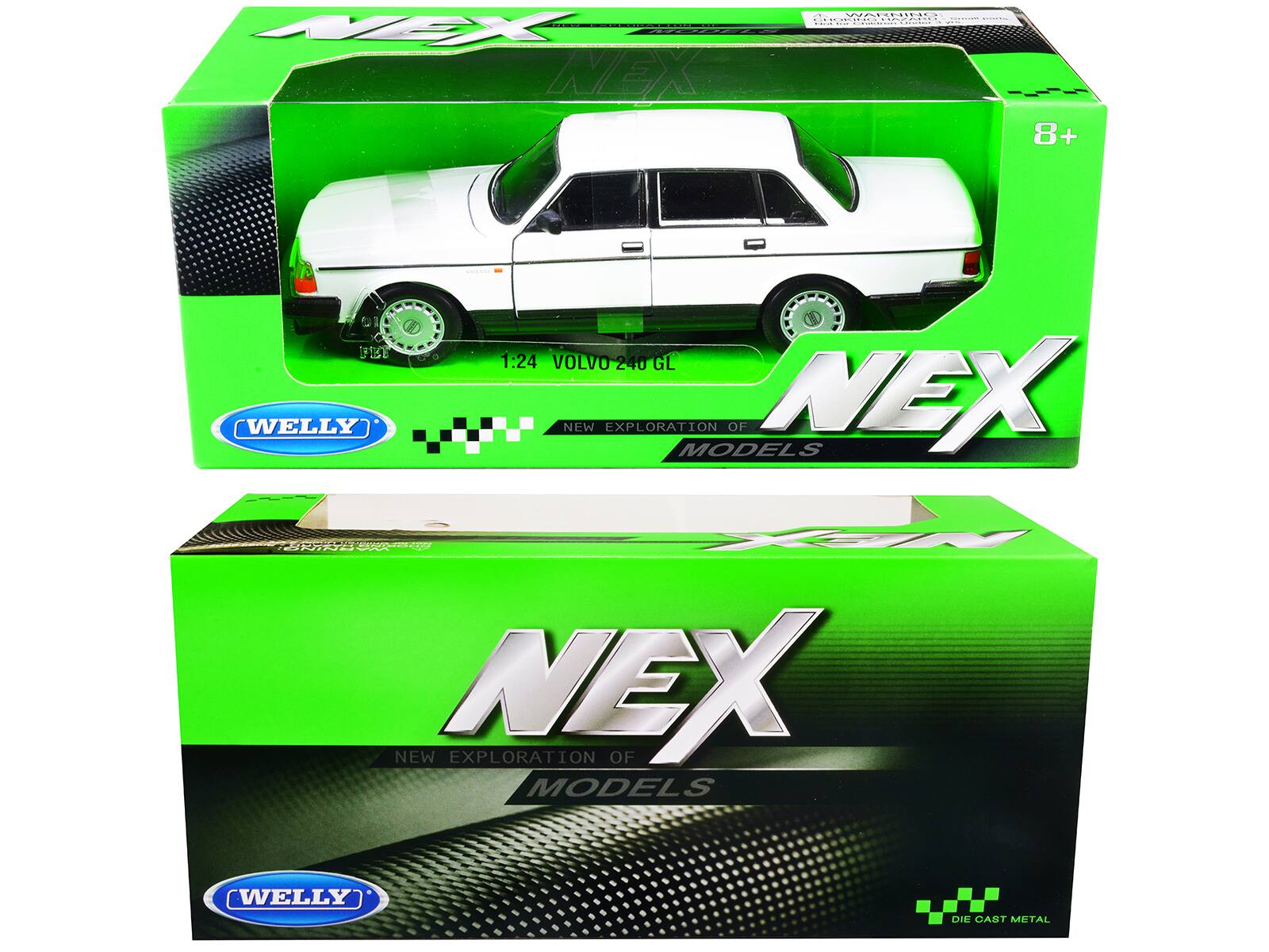 NEX  
NEW EXPLORATION OF MODELS  

8+  

1:24 VOLVO 240 GL  

WELLY  

DIE CAST METAL