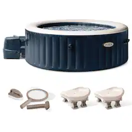 Intex - PureSpa Plus Portable Inflatable Hot Tub with Maintenance Kit and 2 Seats - Blue