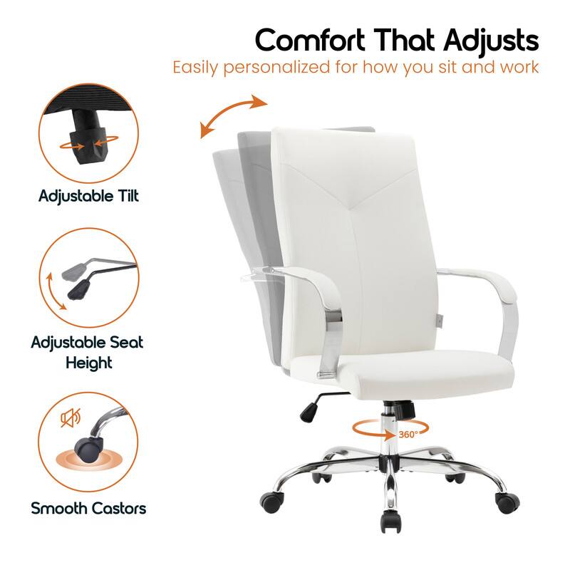 Comfort That Adjusts  
Easily personalized for how you sit and work  

- Adjustable Tilt  
- Adjustable Seat Height  
- Smooth Castors  
- 360°