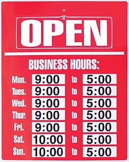 Cosco - Open-Closed Business Hours Sign Kit, 19" x 15" - Red