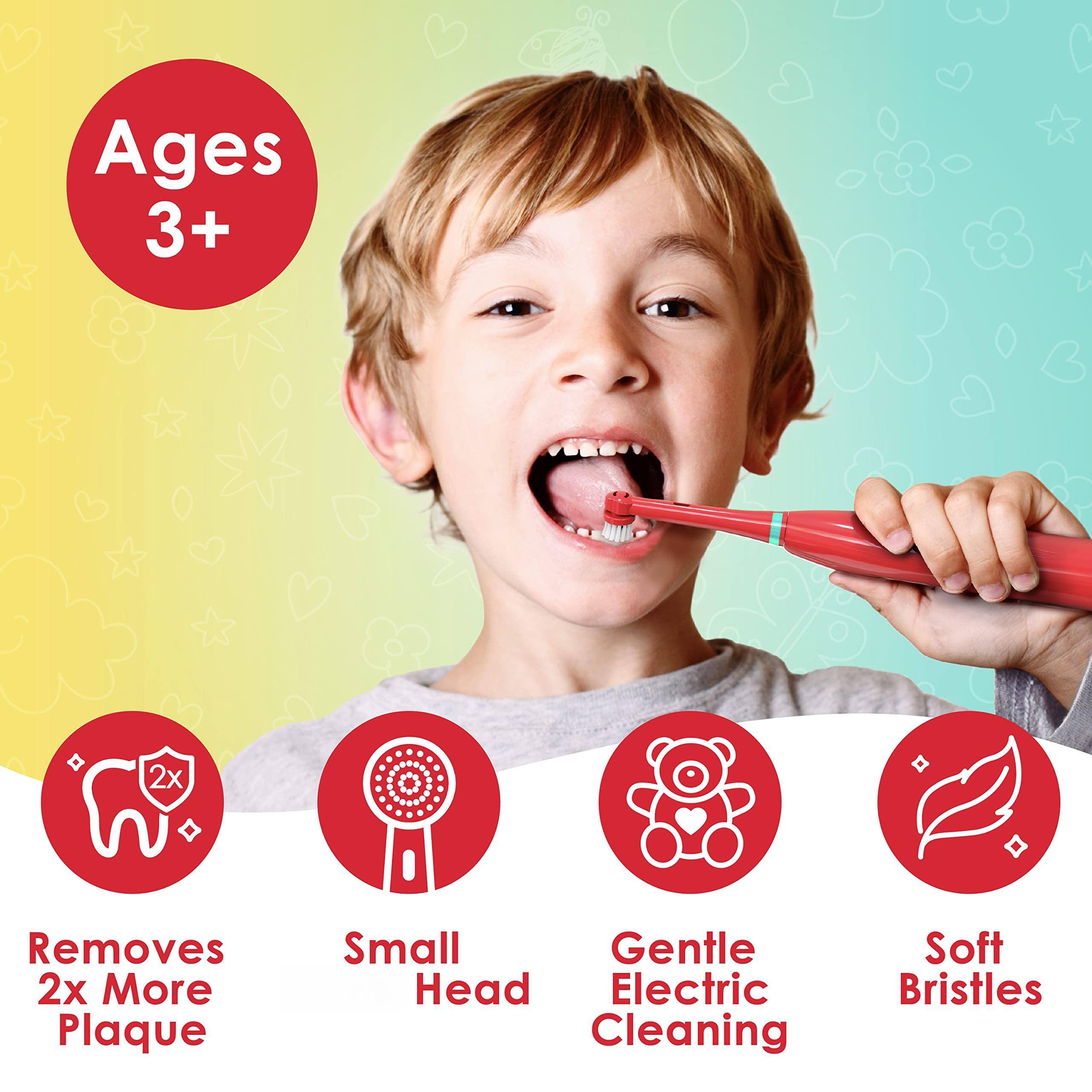 Ages 3+  
Removes 2x More Plaque  
Small Head  
Gentle Electric Cleaning  
Soft Bristles