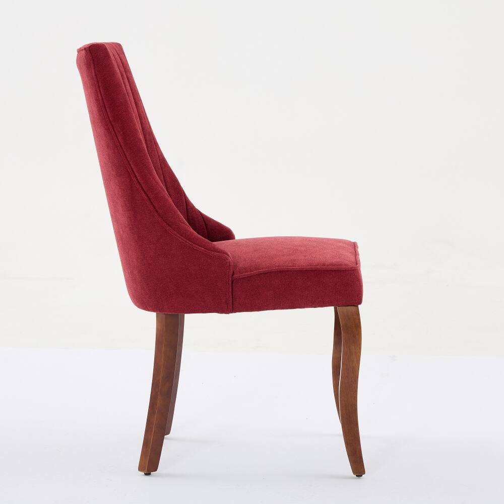 Alt View 1. Loheer - Loheer Wine Red Dining Chairs Set of 2 High Back Upholstered Accent Chair with Solid Wood Legs - Wine Red.