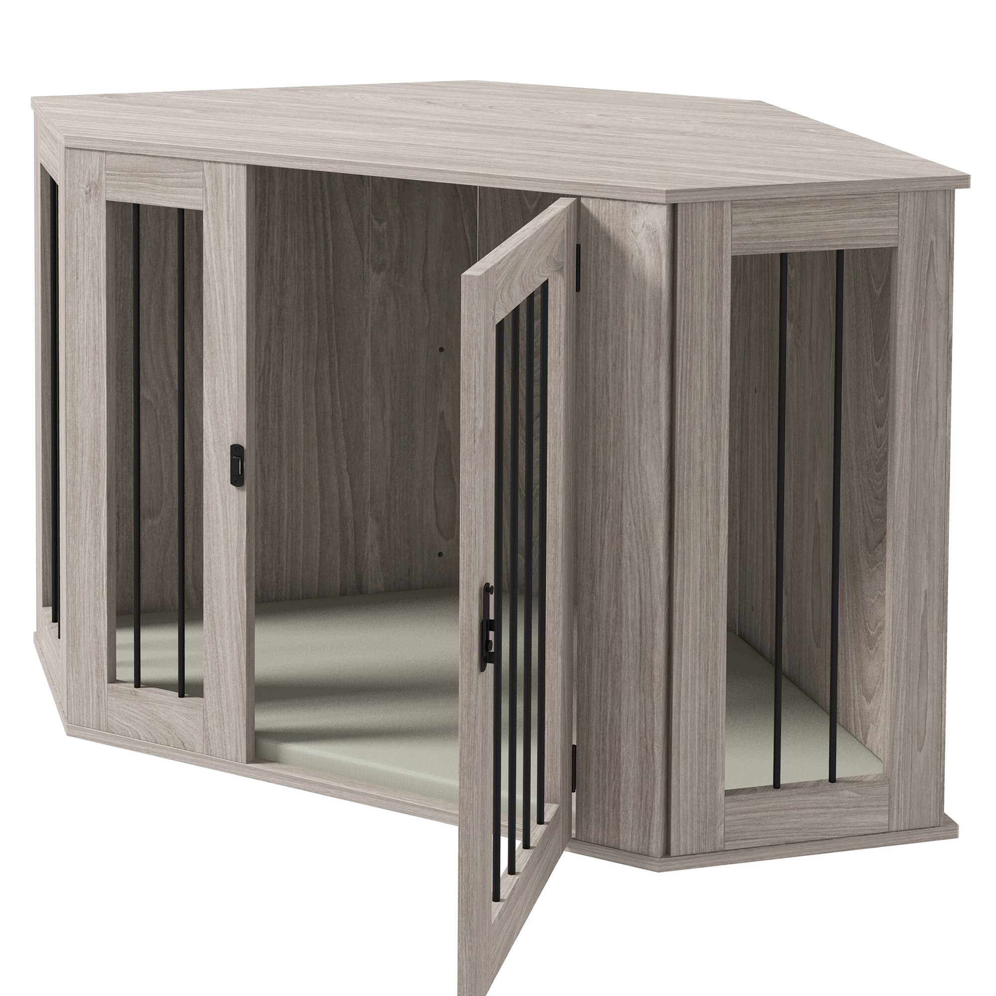 Alt View 5. Pawhut - Corner Dog Crate Furniture, End Table Kennel with Cushion, Indoor Pet Crate for Large Dogs.