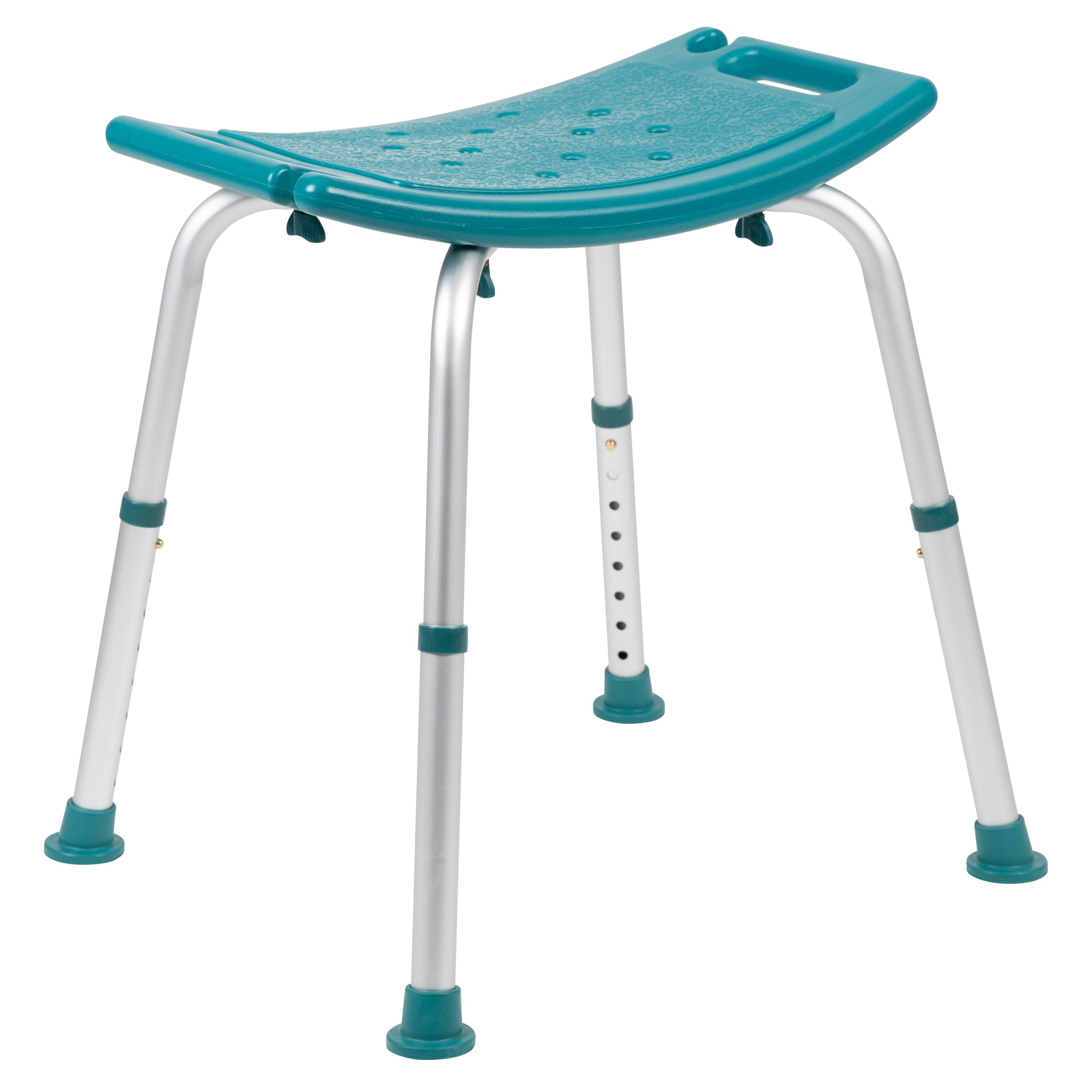 Alt View 10. Emma + Oliver - Tool-Free 300 Lb. Capacity, Adjustable Bath & Shower Chair w/ Non-slip Feet - Teal.