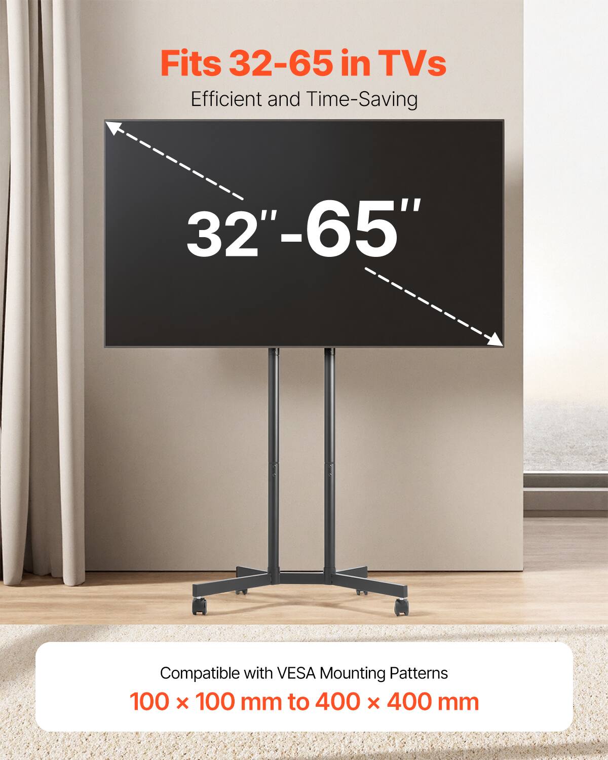 Fits 32-65 in TVs, Efficient and Time-Saving, 32"-65", Compatible with VESA Mounting Patterns 100 x 100 mm to 400 x 400 mm