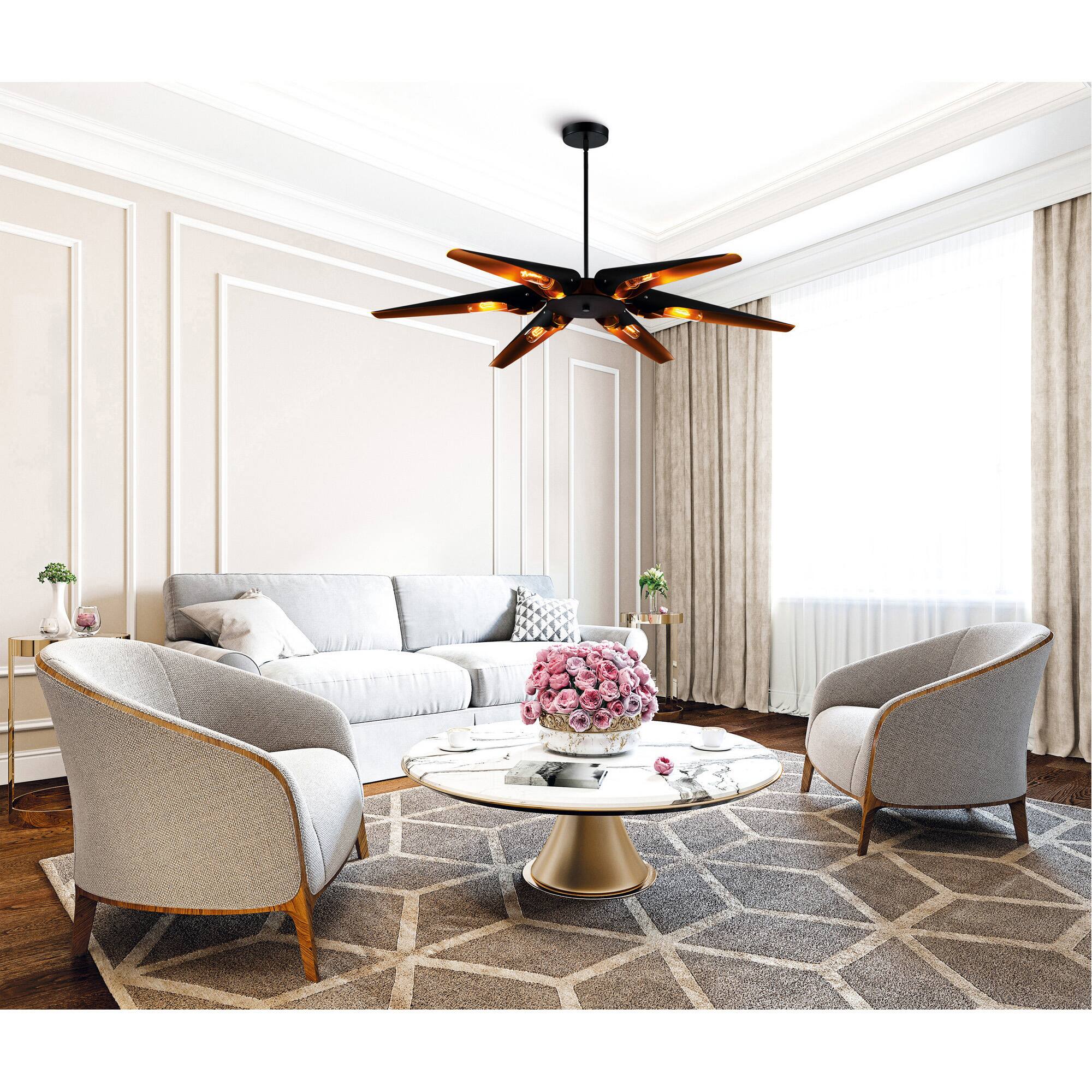 Alt View 2. CWI Lighting - Amar 6 Light Chandelier With Matte Black Finish - Matte Black.