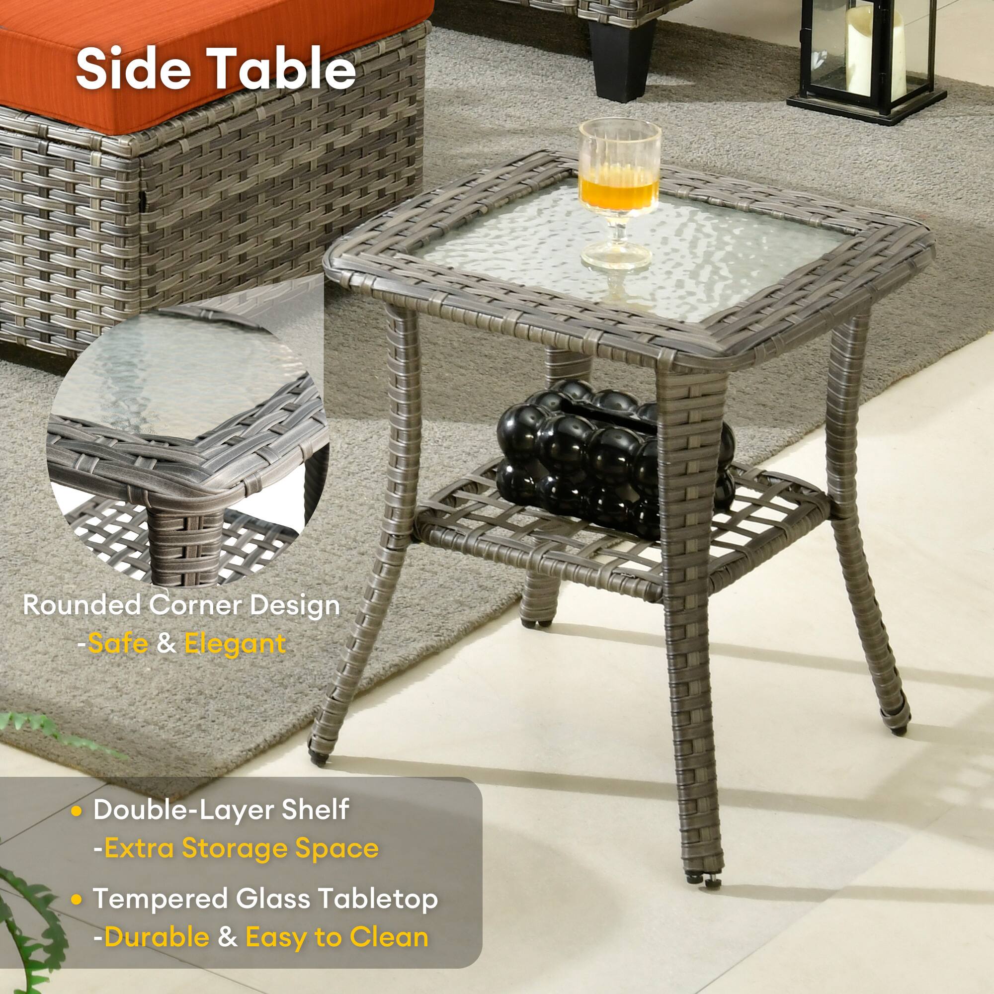 Side Table

- Rounded Corner Design
  - Safe & Elegant

- Double-Layer Shelf
  - Extra Storage Space

- Tempered Glass Tabletop
  - Durable & Easy to Clean