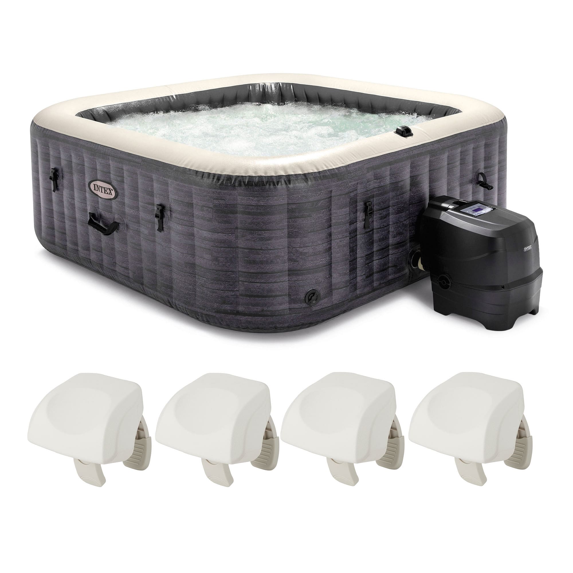 "Intex - PureSpa Plus Greystone Inflatable Hot Tub, 94x28"", with 4 Headrest Pillows - Gray" price history on PriceWatchPro