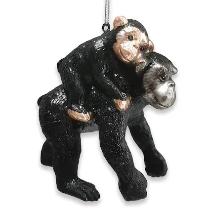 Front. OrnamentallyYou - Charming Charming Gorilla Family Kinship Glass Ornament Mother and Baby Animal Christmas Tree Decor - Multi-colored.