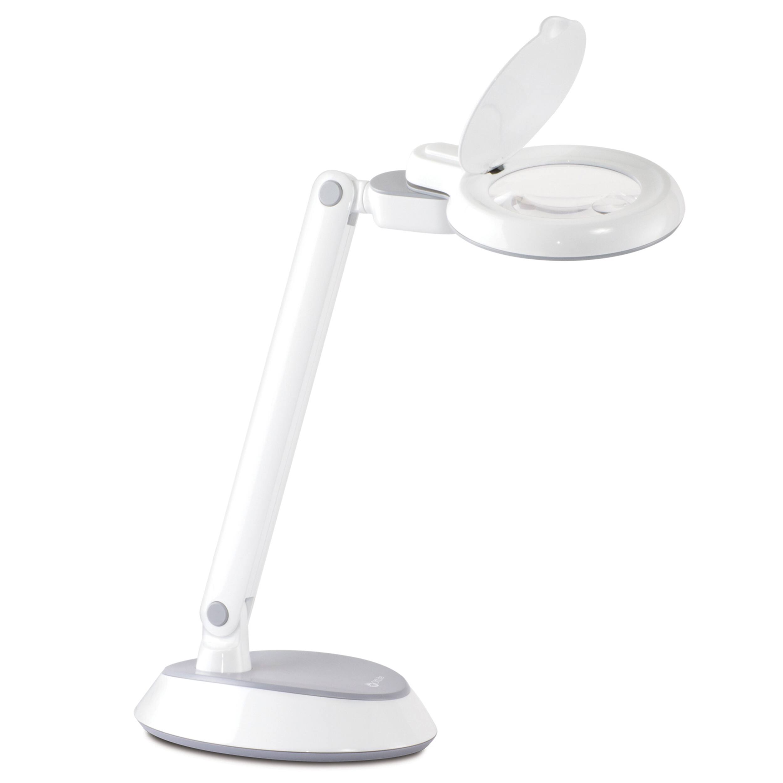 Front. OttLite - Space-Saving LED Magnifier Desk Lamp - White.